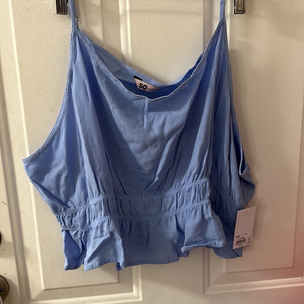 SO Light Blue Cropped Spaghetti Strap Top